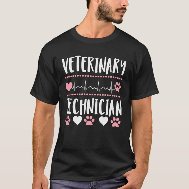 Cute paw print veterinary tech technician vet  app t shirt (Framsida)