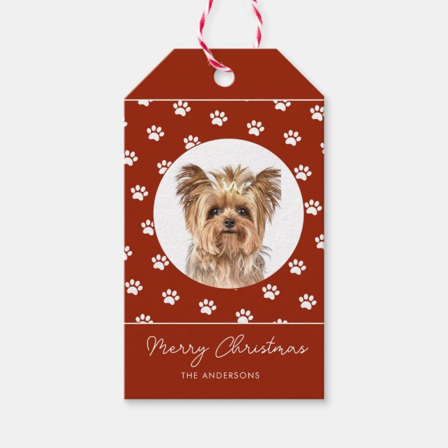 Cute Paw Skriv ut ram med Hund Photo jul Presentetikett (Framsidan)