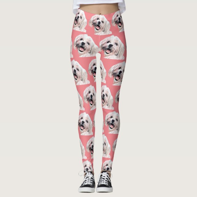 Cute Pawarzes maltesiska Hund Leggings (Framsida)