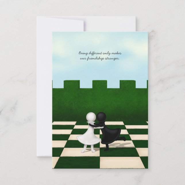 Cute Pawns Hug-Personligen för Vänskap mellan rase OSA Kort (Framsida)