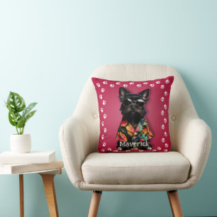 Cute Pawprint Gräns Schnauzer Pet Kudde