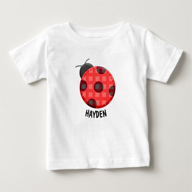 Cute Pbed Red Ladybug-Personlig T Shirt (Framsida)