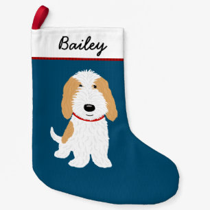 Cute PBGV Fawn och White Tecknad hund Liten Julstrumpa