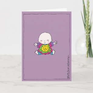 Cute Peace Baby Hippie/Hippy Baby Shower Kort