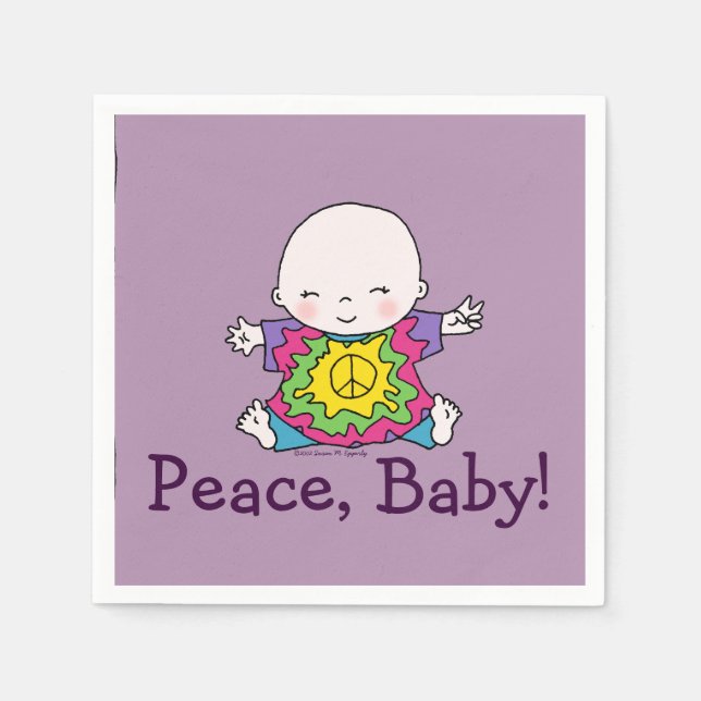 Cute Peace Baby Hippie/Hippy Tie Dye Pappersservett (Framsidan)