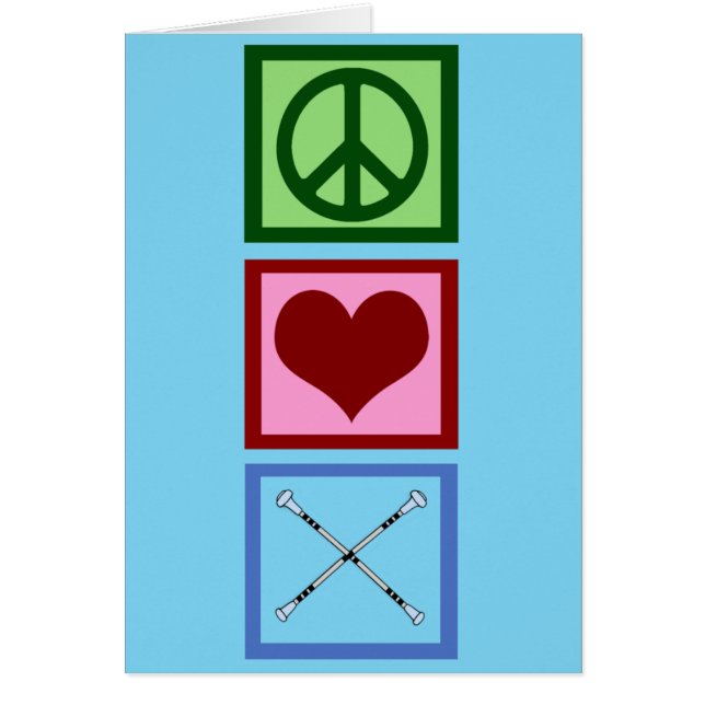Cute Peace Kärlek Baton Twirling Blue Card Hälsningskort (Framsidan)