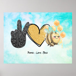 Cute Peace Kärlek Bedes Poster