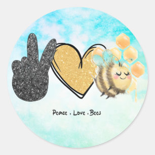 Cute Peace Kärlek Bedes Runt Klistermärke