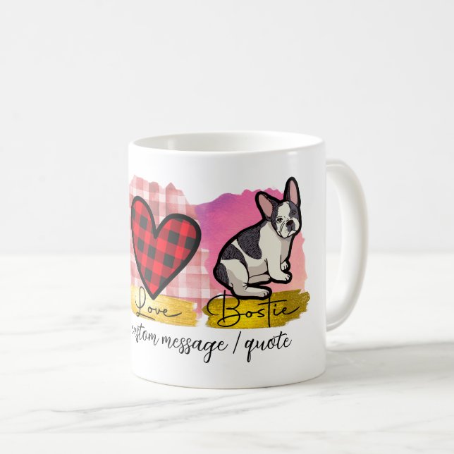 Cute Peace Kärlek Boston Terrier Hund älskare Kaffemugg (Framsida höger)