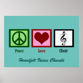 Cute Peace Kärlek Choir Anpassningsbar Teal Poster