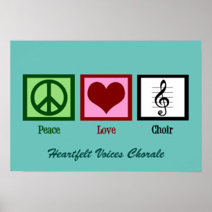 Cute Peace Kärlek Choir Anpassningsbar Teal Poster