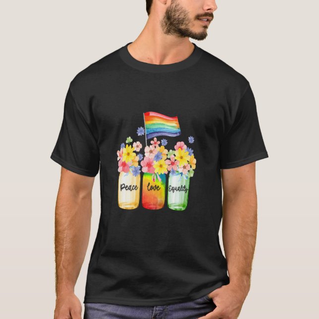 Cute Peace Kärlek Equality LGbt Pride Awareness Mo T Shirt (Framsida)