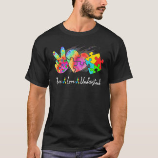 Cute Peace Kärlek förstår autism Awareness Asad Su T Shirt