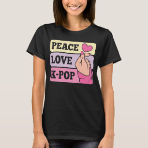 Cute Peace Kärlek K Pop Music Koreansk Pastel Rosa T Shirt