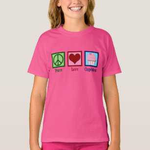 Cute Peace Kärlek Muffinss Rosa Kids T Shirt