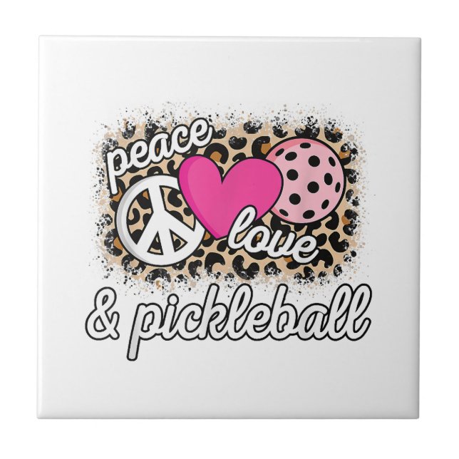 Cute Peace Kärlek Pickleball Player Funny Pickle B Kakelplatta (Framsidan)