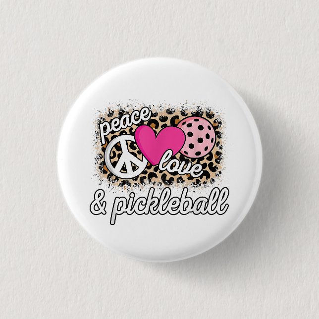 Cute Peace Kärlek Pickleball Player Funny Pickle B Knapp (Framsida)