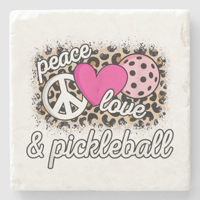 Cute Peace Kärlek Pickleball Player Funny Pickle B Stenunderlägg (Framsidan)