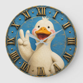 Cute Peace Sign Duck Funny Farmhouse Animal Stor Klocka