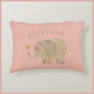Cute Peach Abstrakt Elephant Prydnadskudde