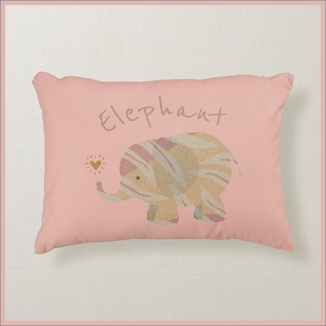 Cute Peach Abstrakt Elephant Prydnadskudde (Skapare uppladdad)
