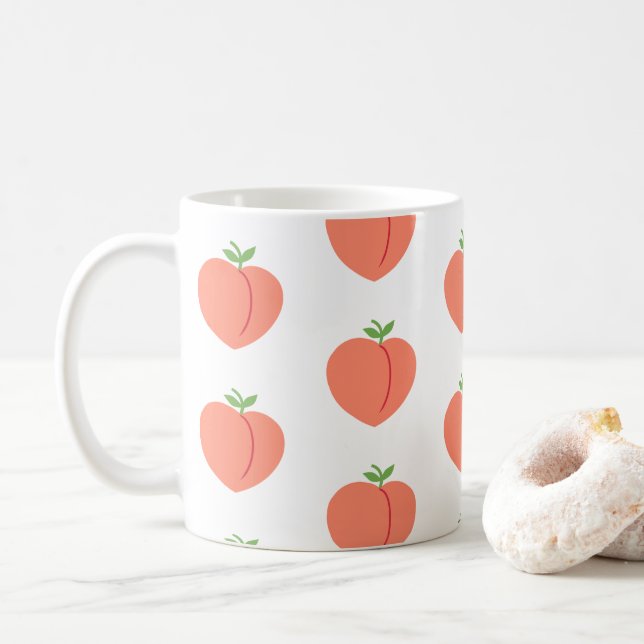 Cute Peach Colorful Frukt Mönster Kaffemugg (Med munk)