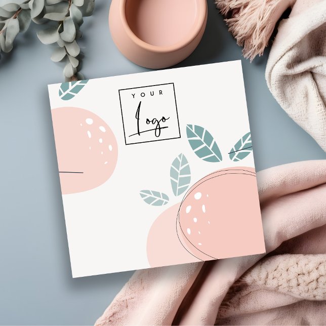 Cute Peach Fruktig Abstrakt Fold Necklace-Visning Fyrkantigt Visitkort (Skapare uppladdad)