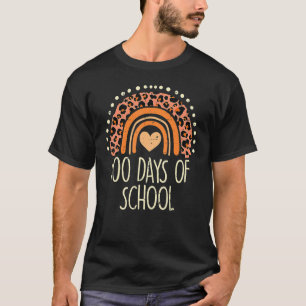 Cute Peach Leopard Rainbow 100 Days School 100th D T Shirt