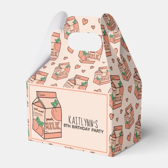 Cute Peach Mjölk Carton Presentaskar (Framsidan Sidan)
