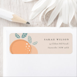 Cute Peach-Orangen Fruktig Fet Adress Returadress Etikett