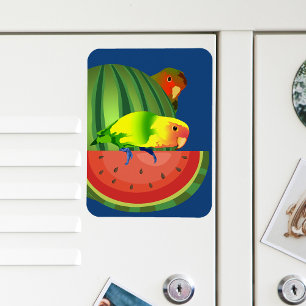 Cute Peachface Lovebird Summer Watermelon Picnic Magnet