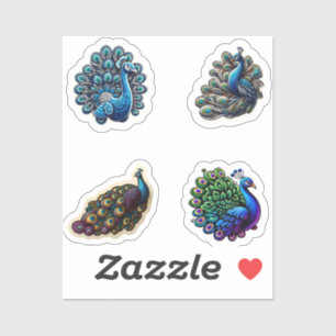 Cute Peacock 4 Pack-påsar Klistermärken