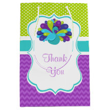 Cute Peacock Grönt och Lila Birthag Tack