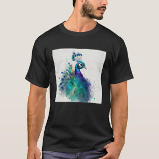 Cute Peacock Paint Splatter Colorful Gorgeous Uniq T Shirt
