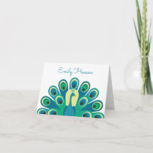 Cute Peacock-Personlig-mappade anteckningskort