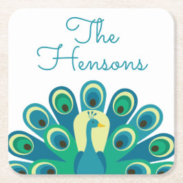 Cute Peacock Personlig Papper Underlägg