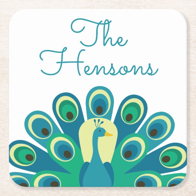 Cute Peacock Personlig Papper Underlägg (Framsidan)