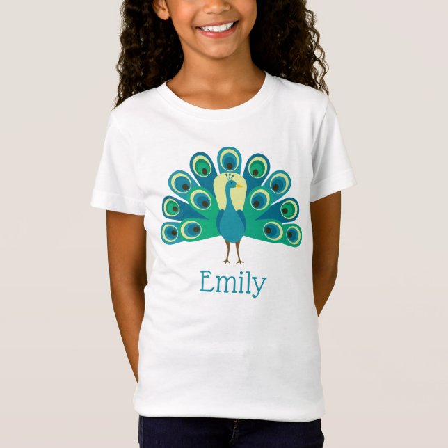 Cute Peacock Personlig T-shirt (Framsida)