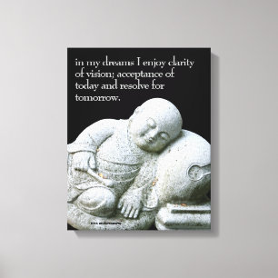 Cute Peacsible Sleeping Young Munk Stone Sculpture Canvastryck
