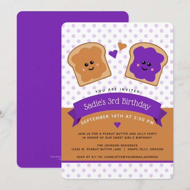 Cute Peanut Butter and Jelly Birthday Investigatio Inbjudningar (Fram/baksida)