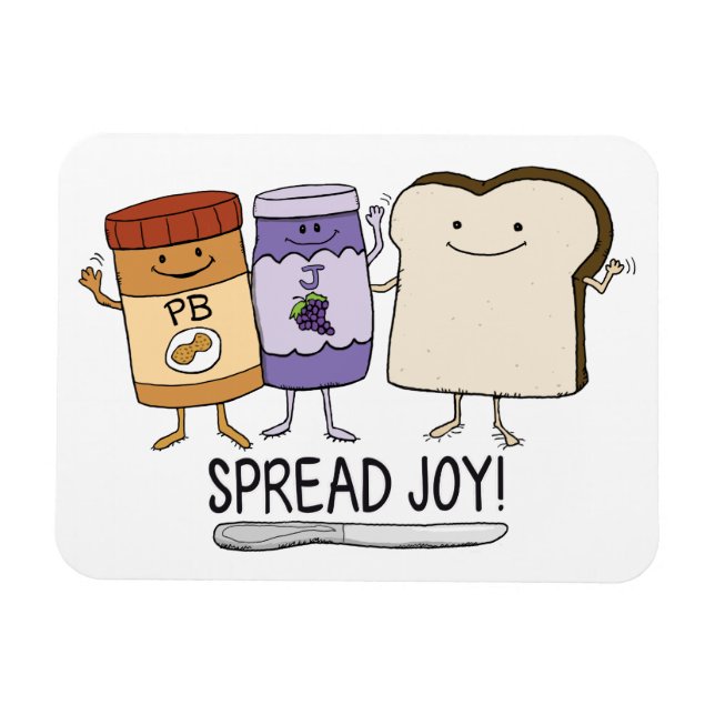 Cute Peanut Butter & Jelly & Bread Spread Joy Magnet (Horisontell)