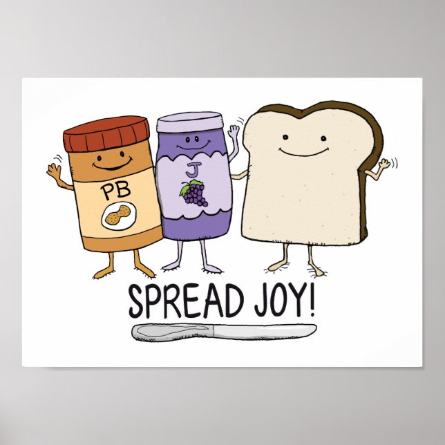 Cute Peanut Butter & Jelly & Bread Spread Joy Poster (Framsidan)