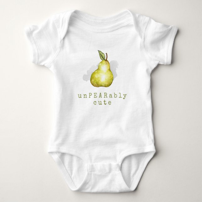 Cute Pear Fruit Pun Baby Bodydräkt T Shirt (Framsida)