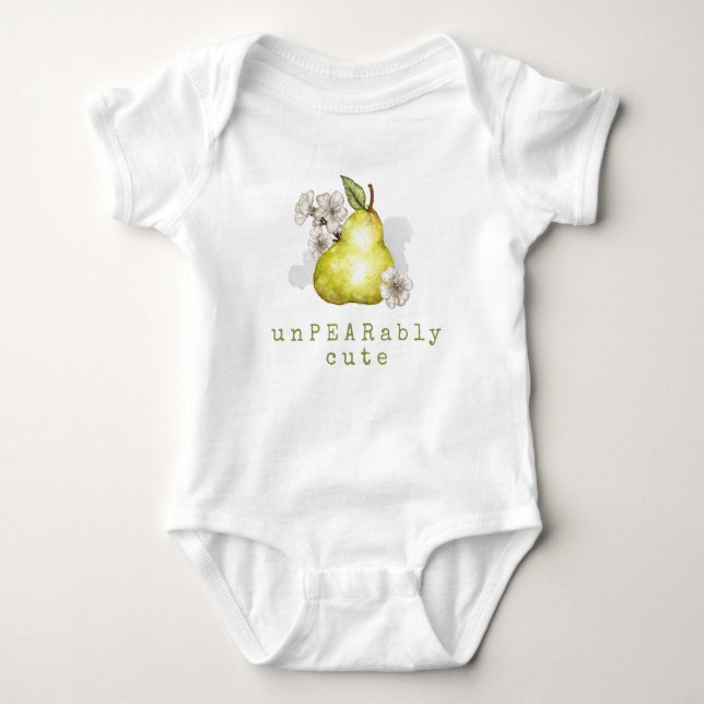 Cute Pear Fruit Pun Baby Bodydräkt T Shirt (Framsida)