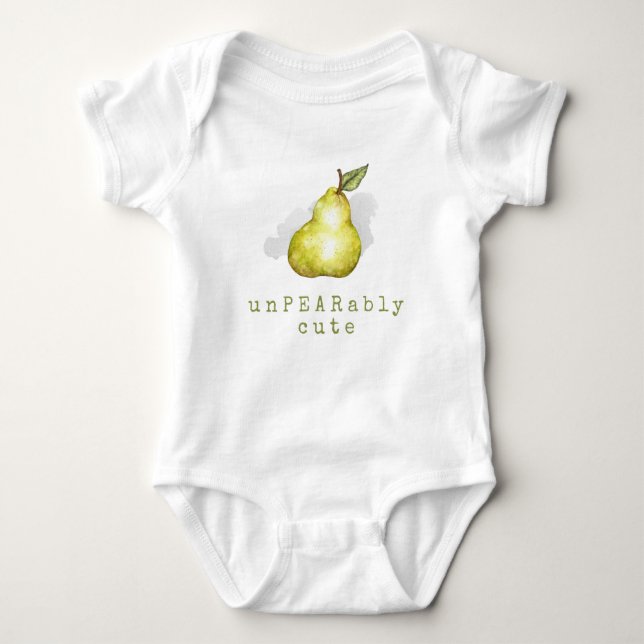 Cute Pear Fruit Pun Baby Bodydräkt T Shirt (Framsida)