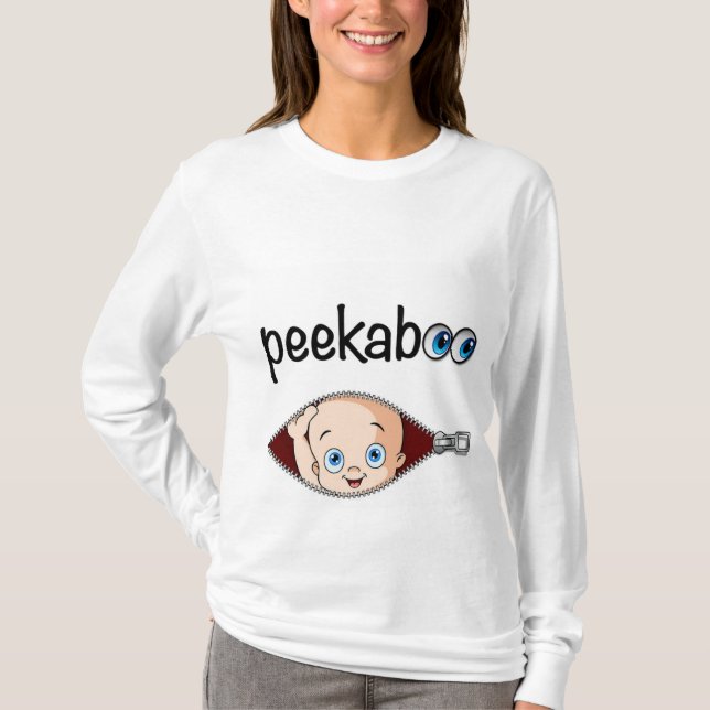 "Cute PEEK-A-BOO Baby" MATERNITY SHIRT Tee (Framsida)