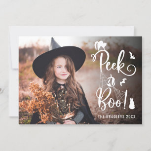 Cute Peek a Boo Halloween-fotokort Meddelande