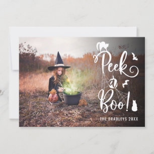 Cute Peek a Boo Halloween-fotokort Meddelande