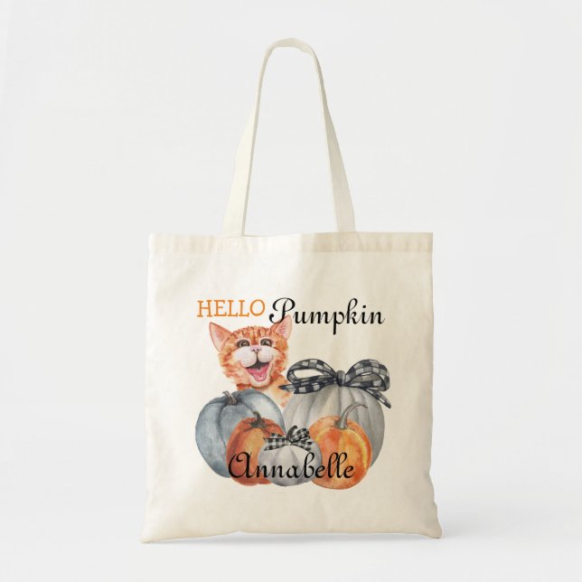 Cute Peek a Boo Orange Cat Hej Pumpkin Namn Tygkasse (Framsidan)