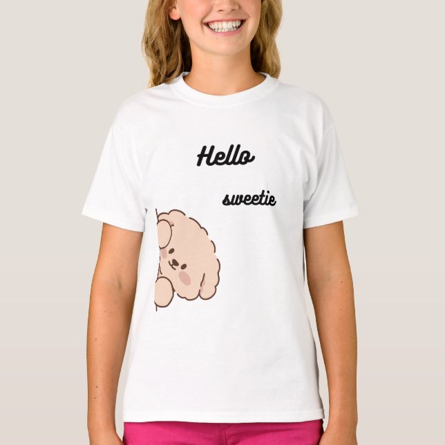 Cute Peeking Bear – Adorable Kawaii Teddy Design  T Shirt (Framsida)